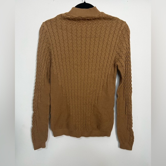 ASOS Designs Cotton Light Brown Cable Knit Mock Neck Sweater Size Small - Picture 4 of 10